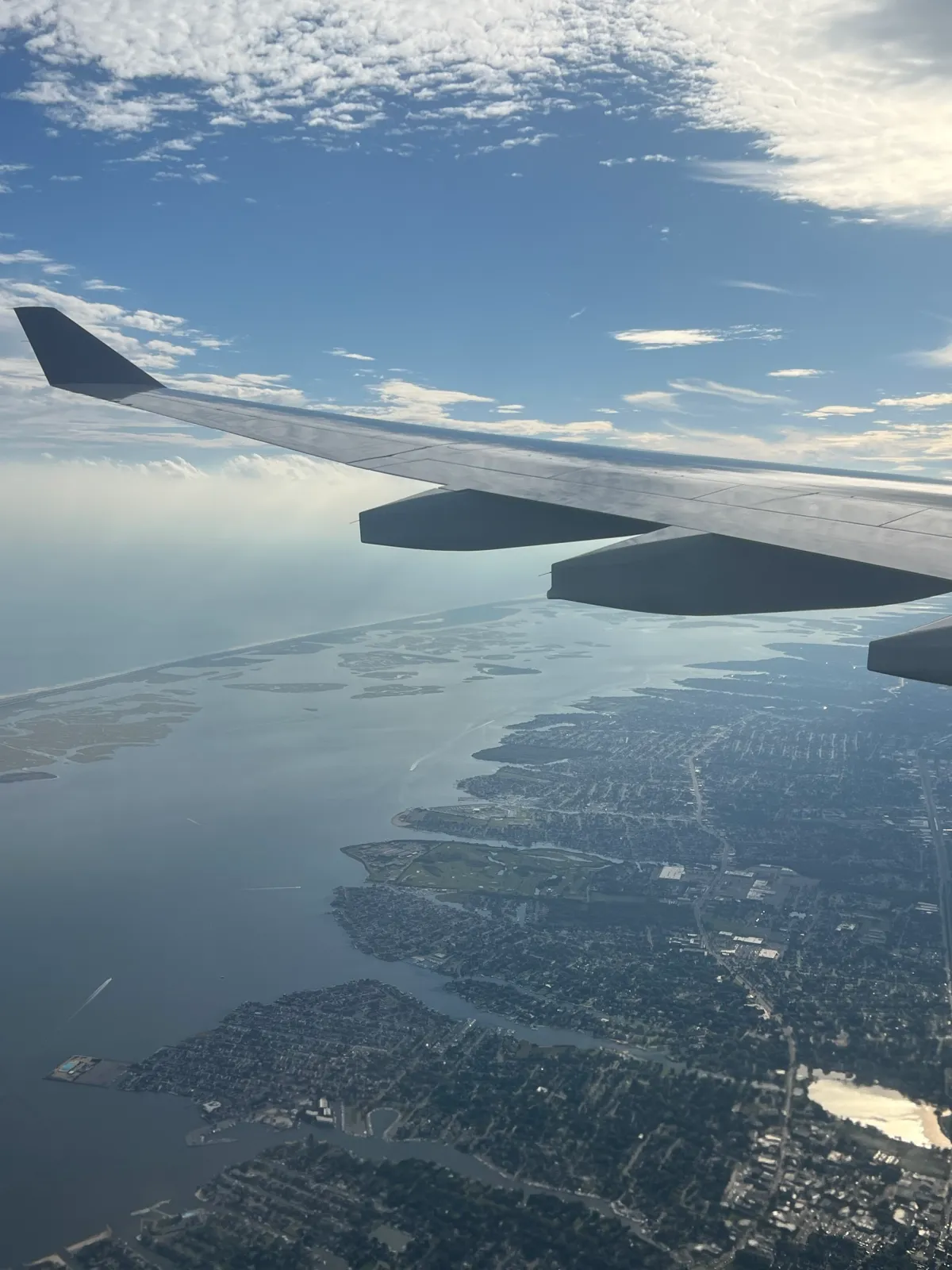 Aerial view flying into JFK Airport